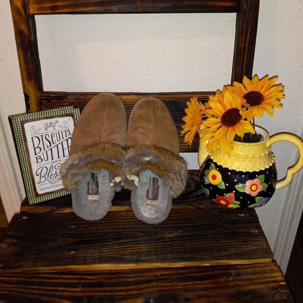 MANITOBAH MUK LUK RABBIT FUR SLIPPERS